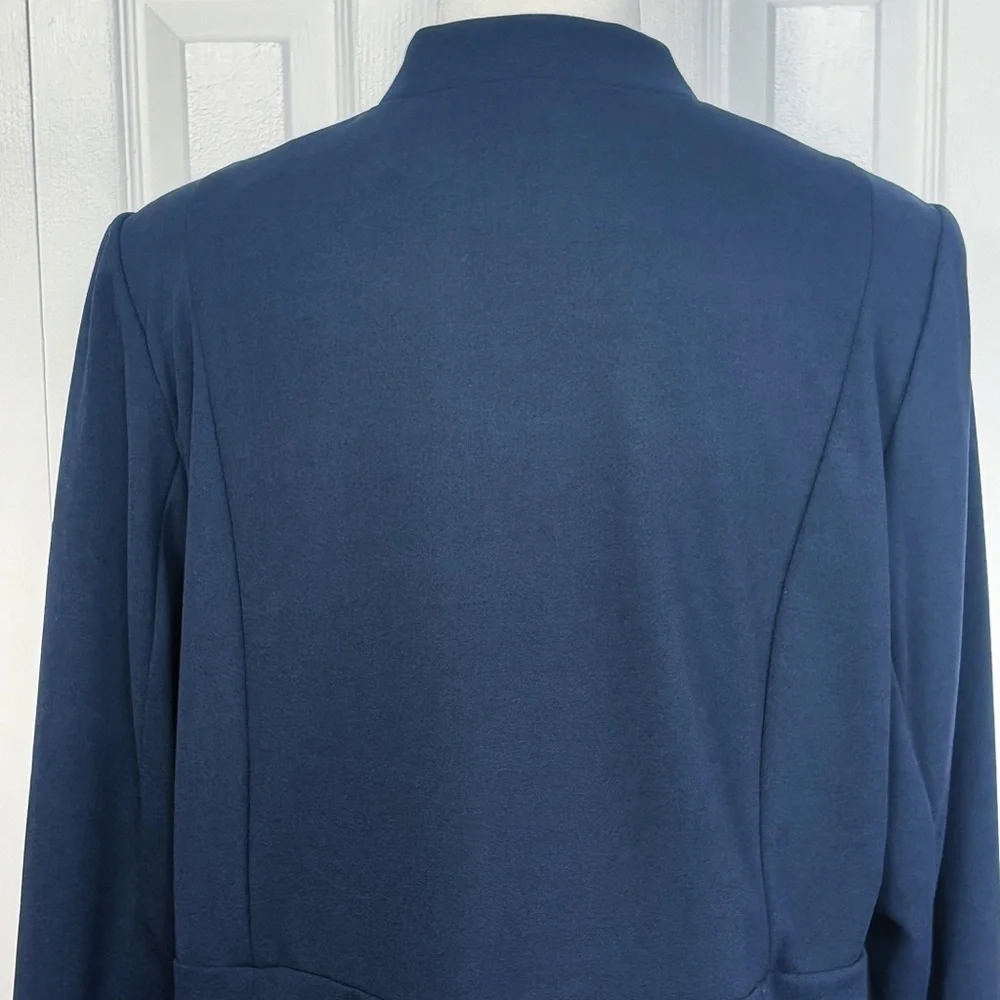 Lane Bryant Navy Blue Long Sleeve Pleated Peplum Waist Zip Jacket 20 - Picture 15 of 16